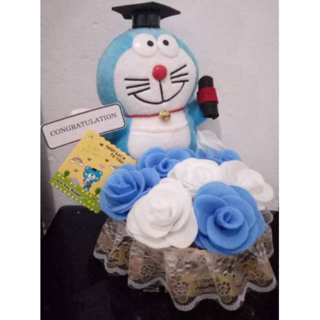 Buket Bunga Dan Boneka Keranjang/Buket Boneka Wisuda Keranjang/Buket Keranjang Wisuda/Buket Wisuda