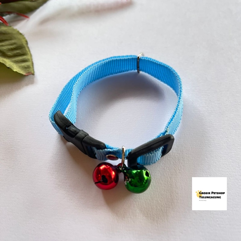 Kalung kucing 2 lonceng Polos 10ml bahan tebal