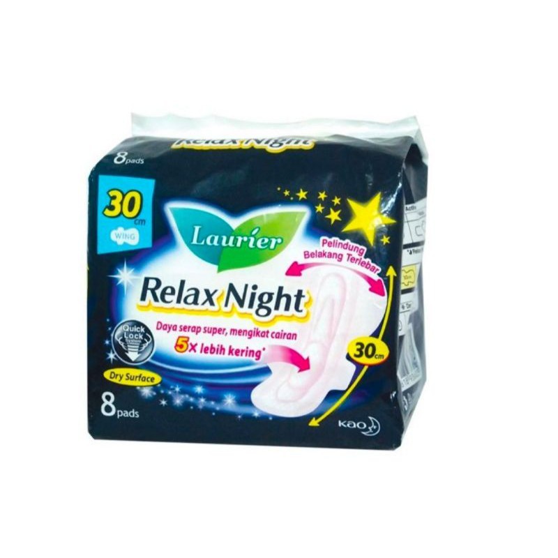 LAURIER Relax Night 8S ORIGINAL / Pembalut Wanita isi 8Pcs UK 30Cm by AILIN