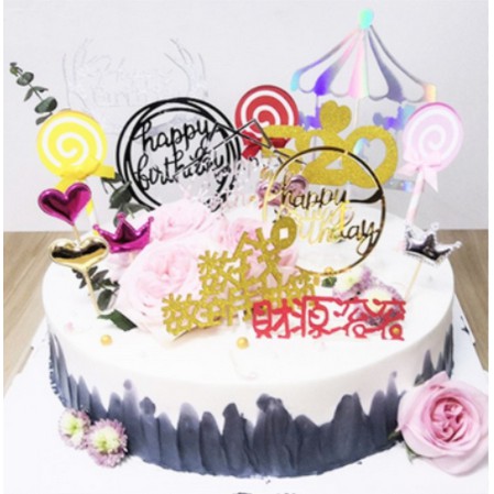 Happy Birthday Acrylic Cake Topper Golden Silvery Letters Cupcake Decor Birthday Party Supplies