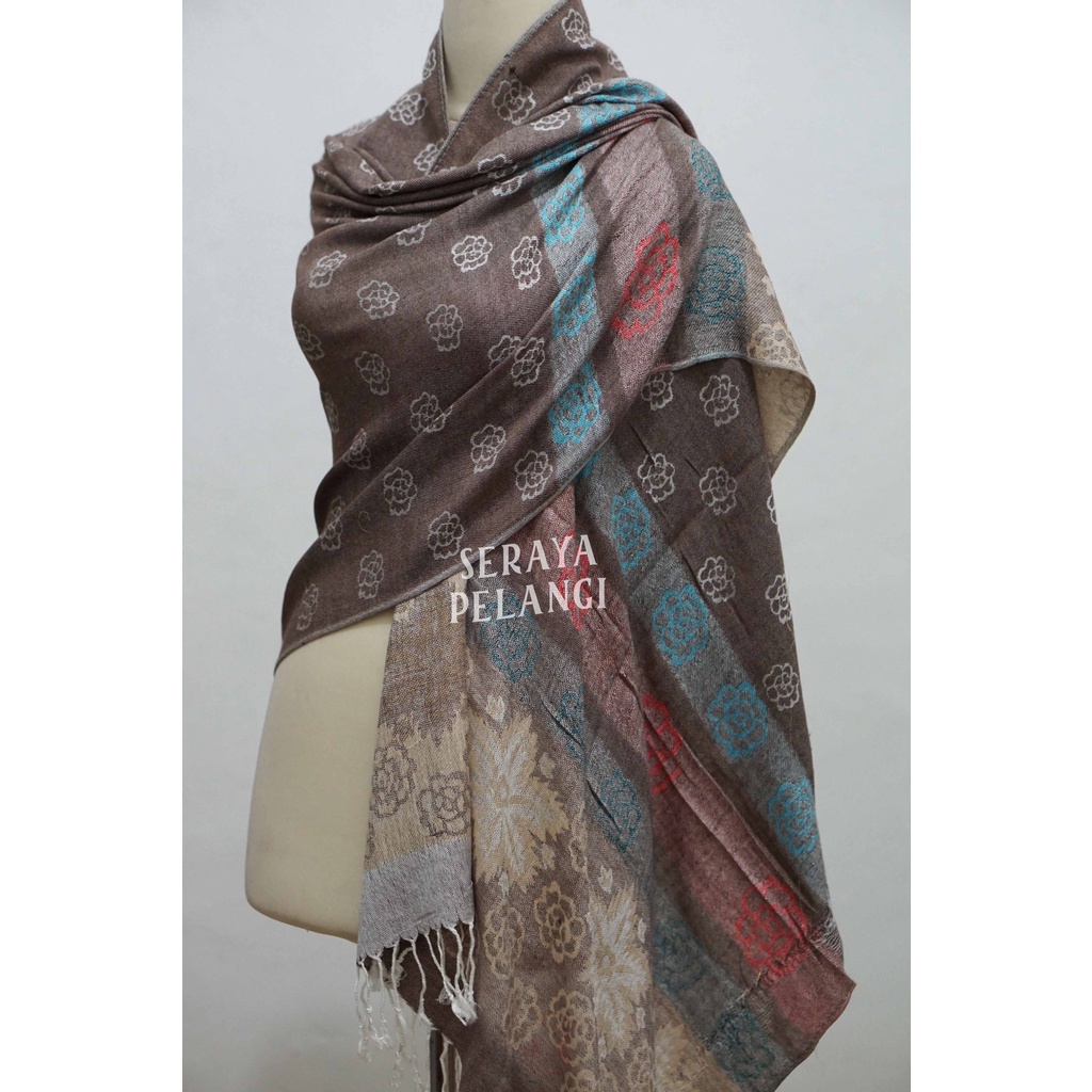 Pashmina Cashmere Motif Bunga 15 | Motif Kembang | Selendang | Scarf | Syal | Shawl | Souvenir | Hadiah Ulang Tahun | Birthday Gift | Aksesoris Fashion Wanita | Premium Import Quality | Grosir Murah | Luxury Scarf