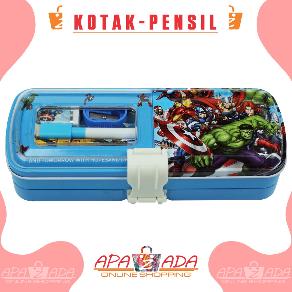 Apazada - Kotak Pensil Kaleng Karakter  2 Susun + Isi / Tempat Pensil Kaleng Plus Isi / Pencil Case Murah Berkualitas Bisa Cod-3