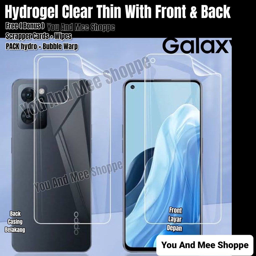 Hydrogel Clear Front-Back OPPO Reno 4/Reno4 F/4Pro/Reno 2/Reno2 F/Reno 10X Zoom/Reno 1/A9 2020/A5 2020/A31/K3 Hidrogel Full Cover-Ful Coverage Bening Glossy-Glosy Jelly-Hydro Depan-Belakang Antigores-Anti Gores Transparent Tipis-Bagus-Laris 4F PRO 10xZoom