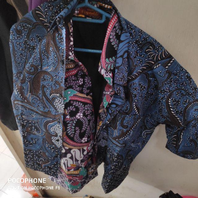 Batik Solo Kupu Ungu Pendek Kemeja Pria Katun Halus Sragenan Full Furing