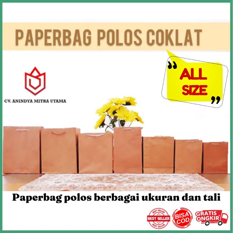 

paper bag polos coklat / paperbag murah / Tas Kertas kecil mini souvenir kado makanan kue (ALL SIZE)
