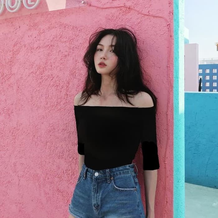 Blouse Wanita - Atasan Wanita - Blus Sifon Sabrina Top Sleeve Erato/ Korea Tshirt Produk Terbaik