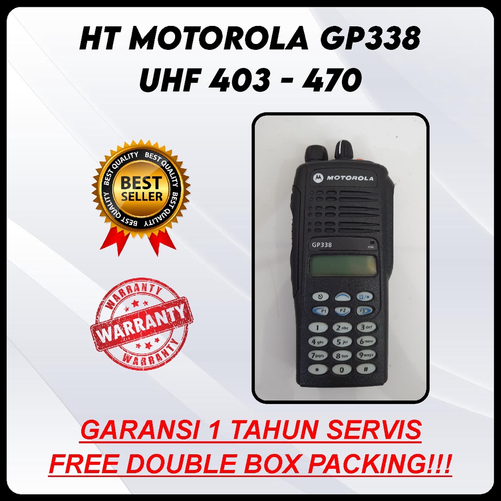 HT Motorola GP 338 UHF 403 470 Mhz M, Radio Komunikasi Handy Talky MOTO GP338 baru, Garansi 1 tahun servis