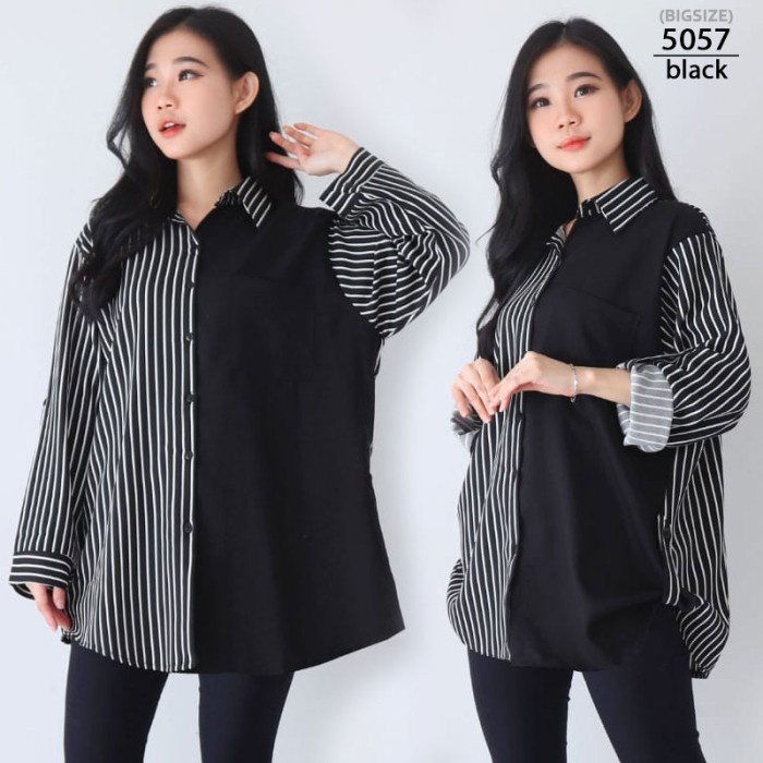 KEMEJA WANITA PANJANG Kemeja kerja hitam Murah bahan adem Dewasa Kemeja kekinian wanita lengan panja