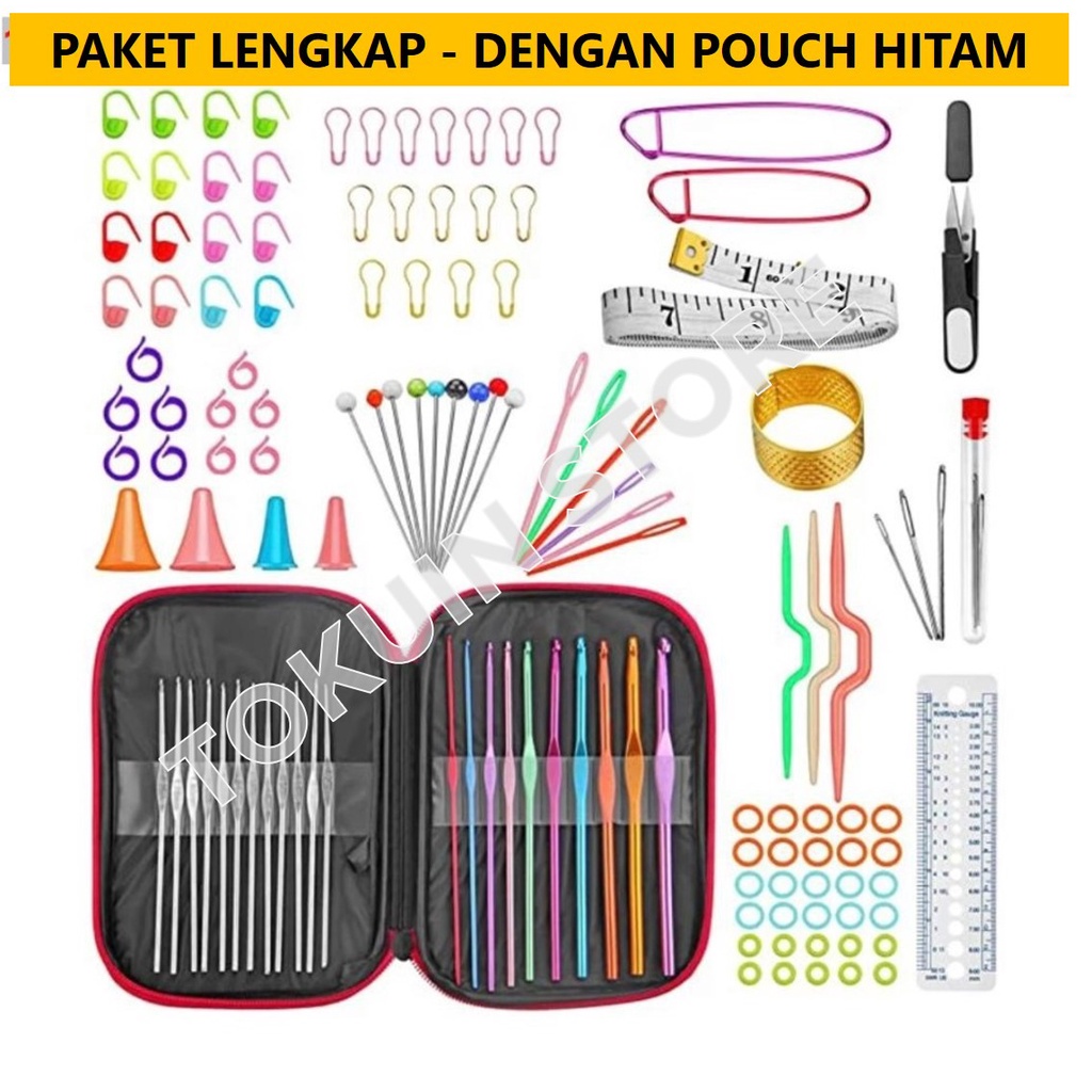 Set Alat Rajut Hakpen Rajut Crochet Kit Jarum Rajut Jahit Knitting Set