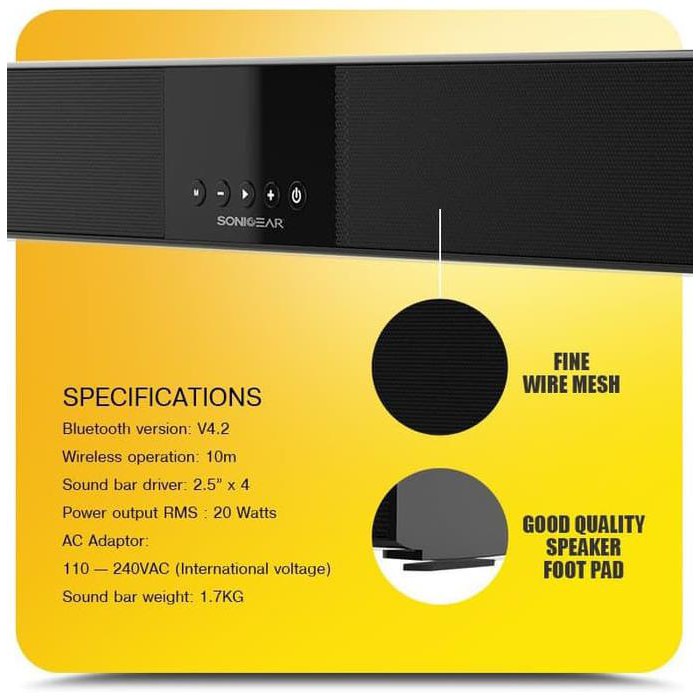 Super Sale SONICGEAR BT2100 Bluetooth Soundbar With Subwoofer Ready Stock