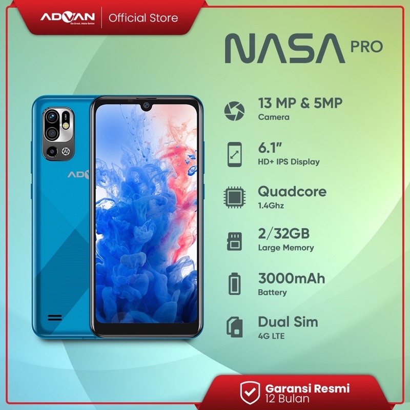 HP Advan Nasa Pro 2GB / 32GB 6.1 Inch Android 11 Garansi Resmi Biru