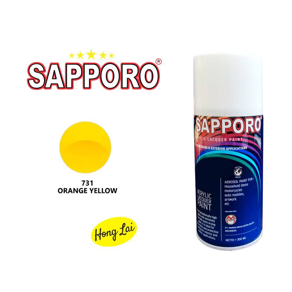 Sapporo Paint Orange Yellow 731/ Kuning/ cat semprot/ pylox/ pilox