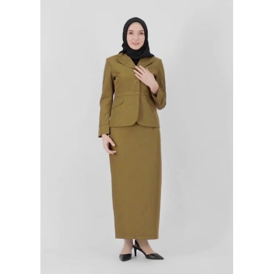 blazer pemda wanita / seragam kheki pns wanita / seragam pns / seragam wanita rok