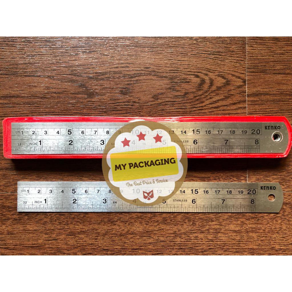 Stainless Steel Ruler Penggaris Besi Kenko 20 cm - Satuan