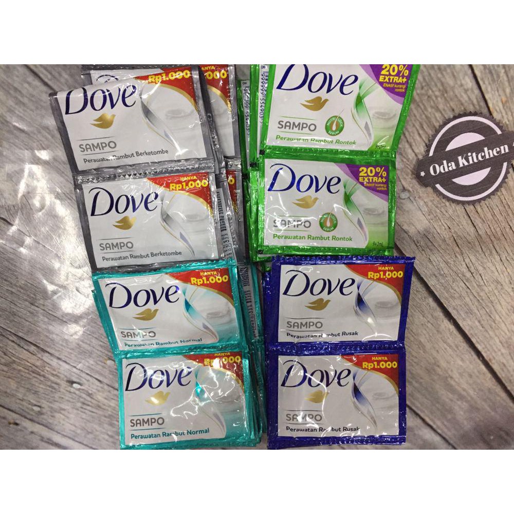 DOVE SAMPO SHAMPOO PERAWATAN RAMBUT BERKETOMBE NORMAL RONTOK RUSAK 12x8ml