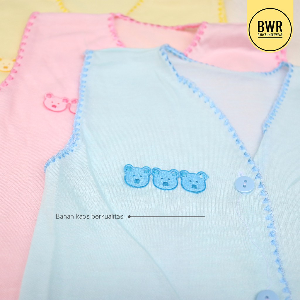 [ 3pc ] Baju Boboko Bordir WARNA PENDEK  | Baju Kancing Bayi Newborn Murah Berkualitas - Bwr IX