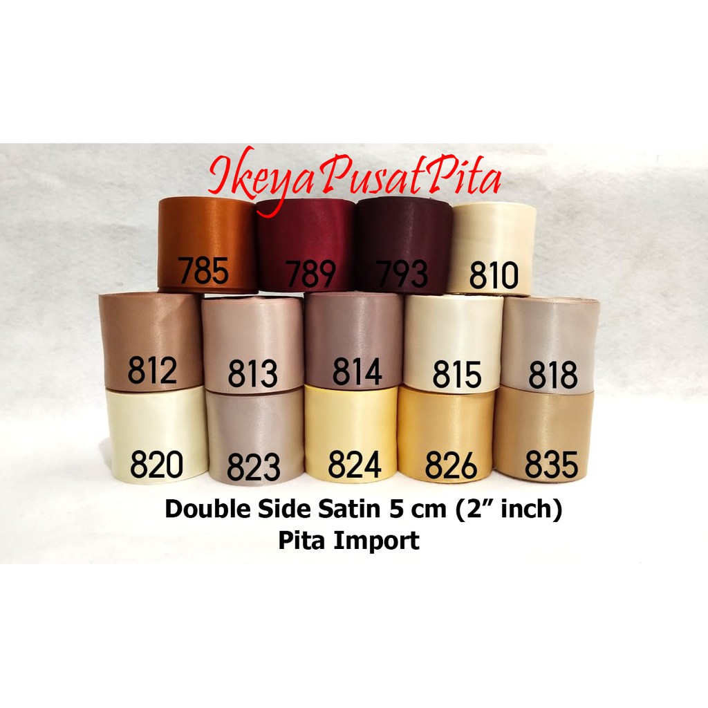 

(10 yard) Pita Satin Double Side Polos 5 cm (2" inch) | Pita import | Satin Ribbon 50 mm pg 13 | Toko Bahan Craft | Ikeya Pusat Pita