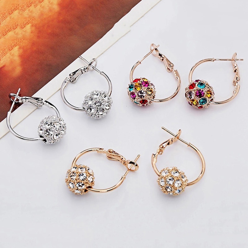 ✿AYN✿      Anting Gaya Vintage Wanita | Anting Hoop Geometris Hias Warna-Warni