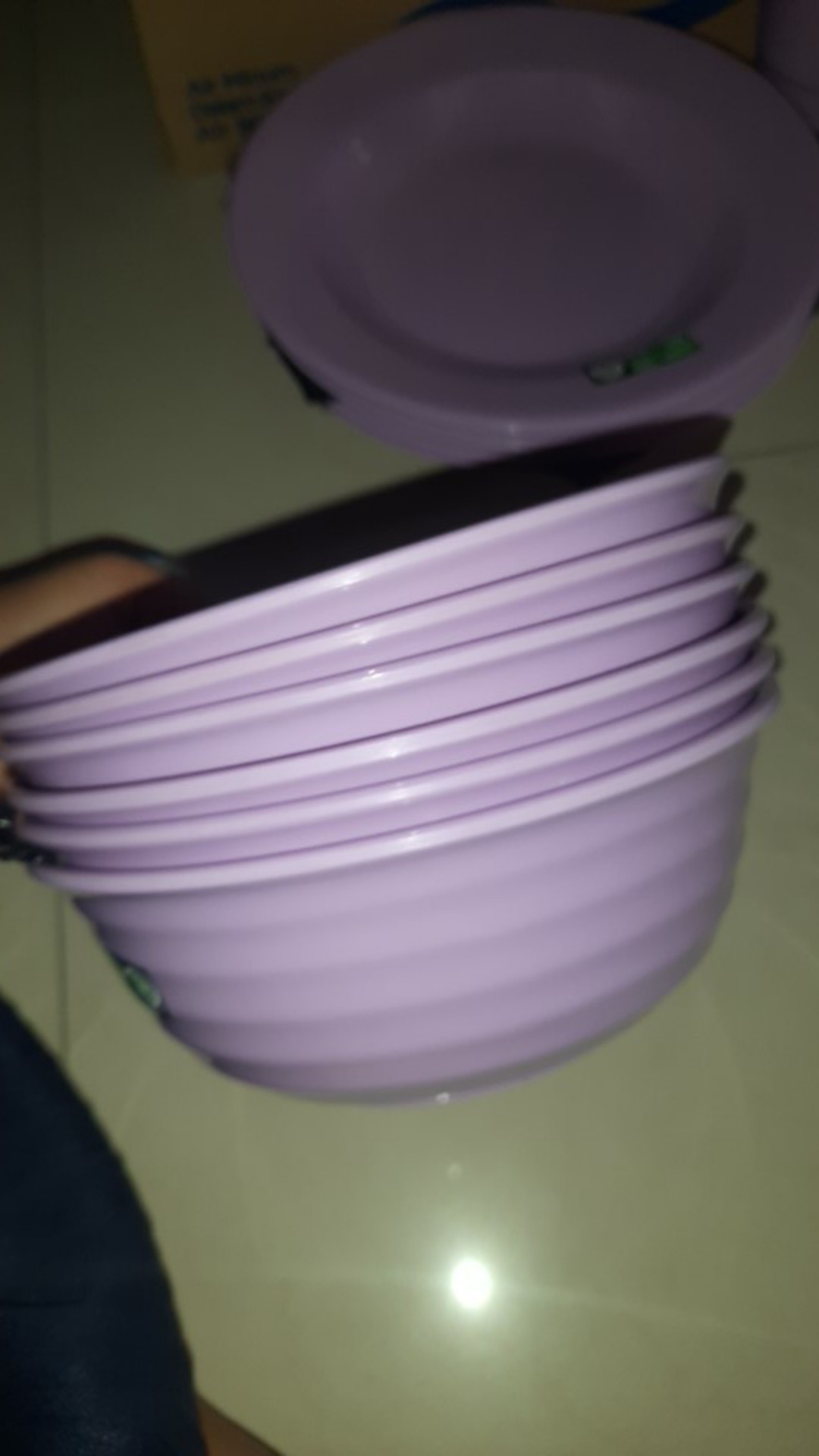 Set Makan Melamin Lilac Piring Mangkok Gelas Ungu Muda Pastel Shabby Chic