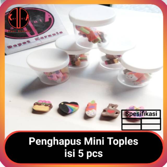 (5Toples) Penghapus Mini Toples / Mainan Edukasi / Mainan Anak / Mainan Jadul