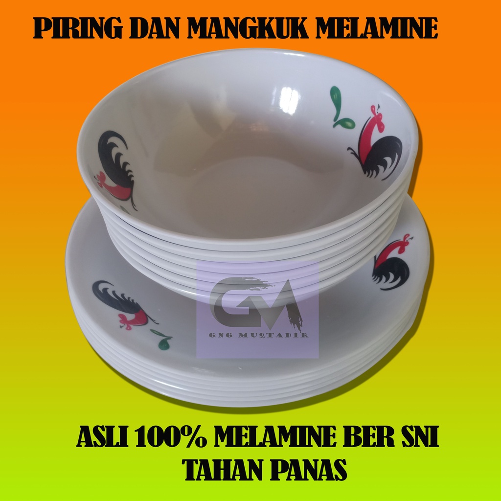 PIRING MANGKUK MELAMINE MOTIF AYAM JAGO SNI TEBAL