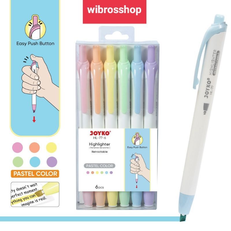 

Penanda Berwarna Highlighter Joyko HL-77-6 Warna Pastel Color