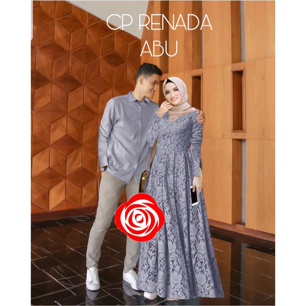 RENADI CP - GAMIS COUPLE BRUKAT M L XL XXL LENGAN PANJANG LAPIS FURING-BAJU DRESS COUPLE PASANGAN KO