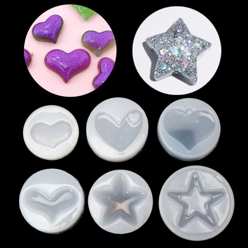 SIY  Heart Star Shape Jewelry Mold Silicone Epoxy Resin Casting Pendant Crystal Molds