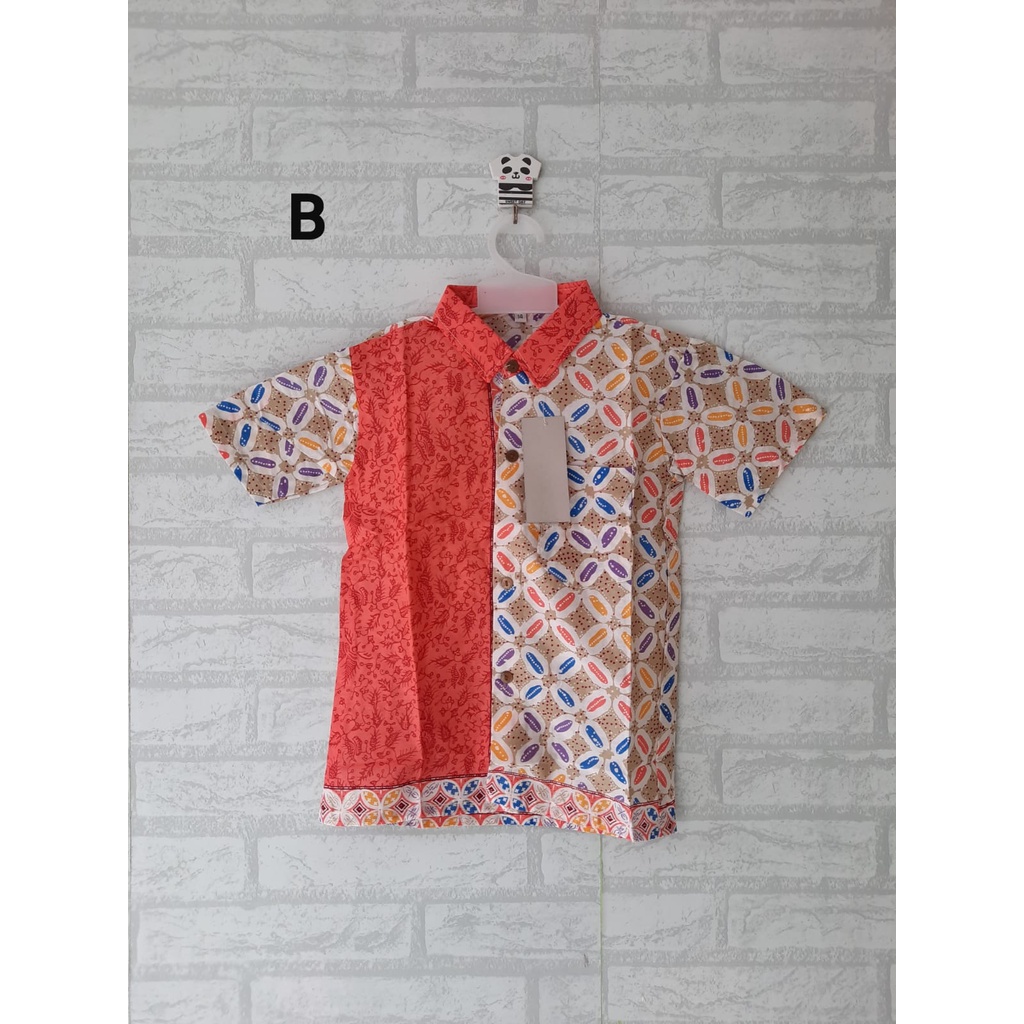 Seragam batik anak Kemeja batik Hem anak pria  motif kawung