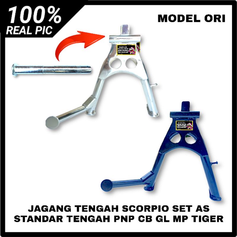 STANDAR TENGAH JAGANG TENGAH SCORPIO CROME DAN HITAM SET AS STANDAR TENGAH PNP CB GL 100 GL 125 GL P