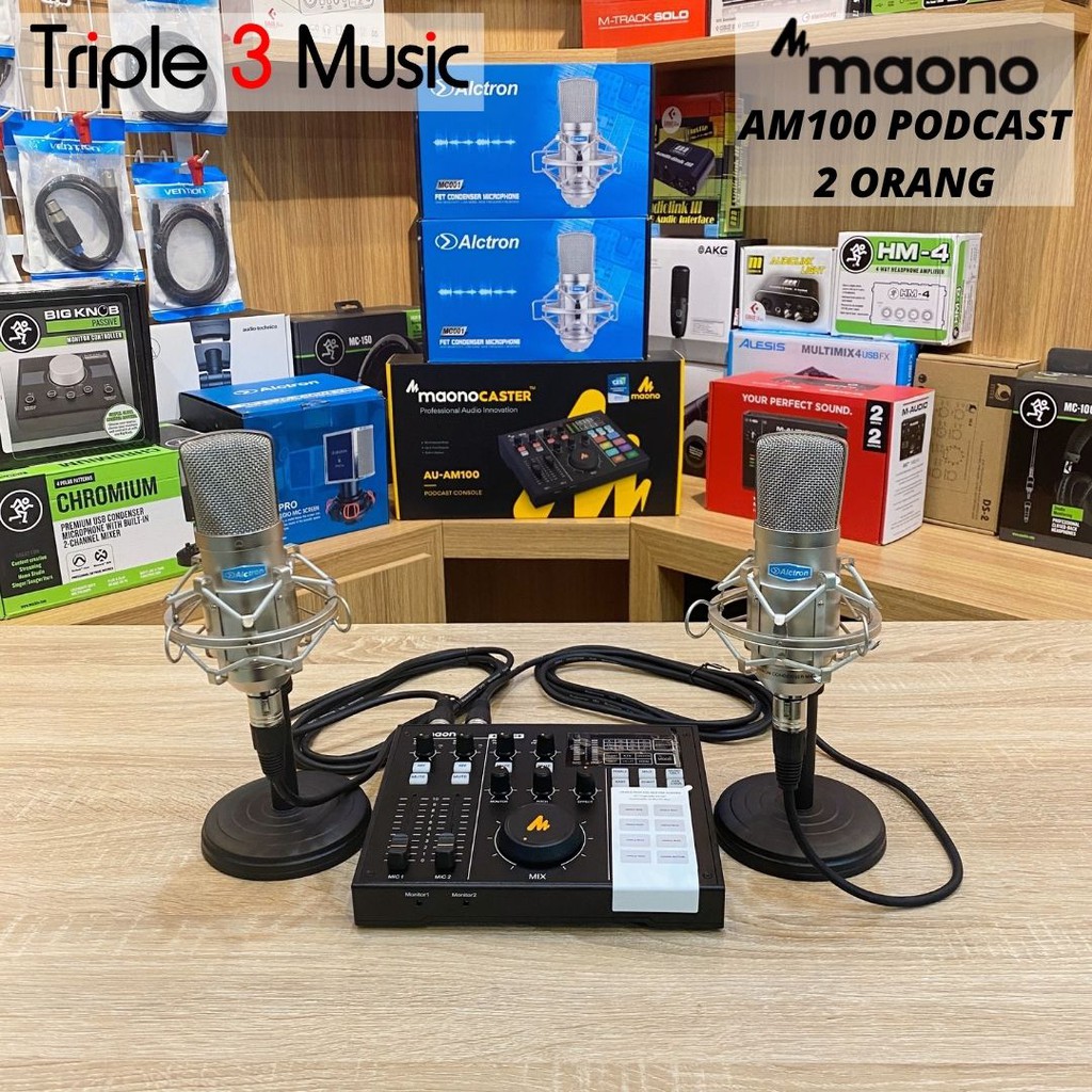 Maono AU AM100 Maonocaster paket Podcast 2 orang with recording tech