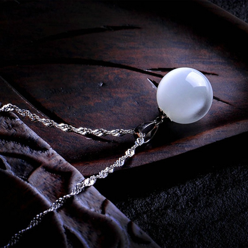 925 Perak Liontin Untuk Wanita Perhiasan Fashion opal putih (Tanpa rantai)