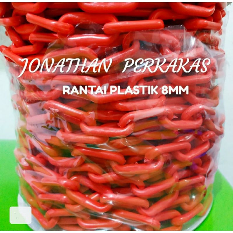 rantai plastik 8mm warna merah/rantai talang 8mm warna merah/rantai warna plastik