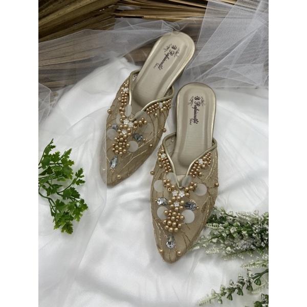 RAFAIZOutfit sepatu ruby gold flatshoes tnpa hak