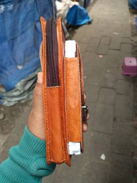 TERMURAH! DOMPET HP PRIA KULIT ASLI 9,5 x 16,5 x 5 cm WARNA COKLAT MUDA DAN TUA - SOUVENIR JOGJA