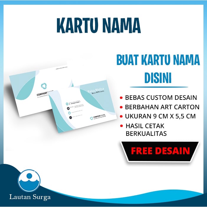 

Kartu Nama 1 Box Custom Desain Cetak Name Card Laminasi Glossy / Doff 1 Sisi / 2 Sisi