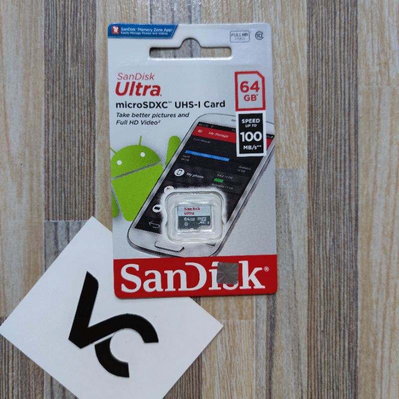 MicroSD SanDisk Ultra 64GB Memory Card 64 GB Class 10 Micro SD 100MBPS MicroSDXC Kartu Memori