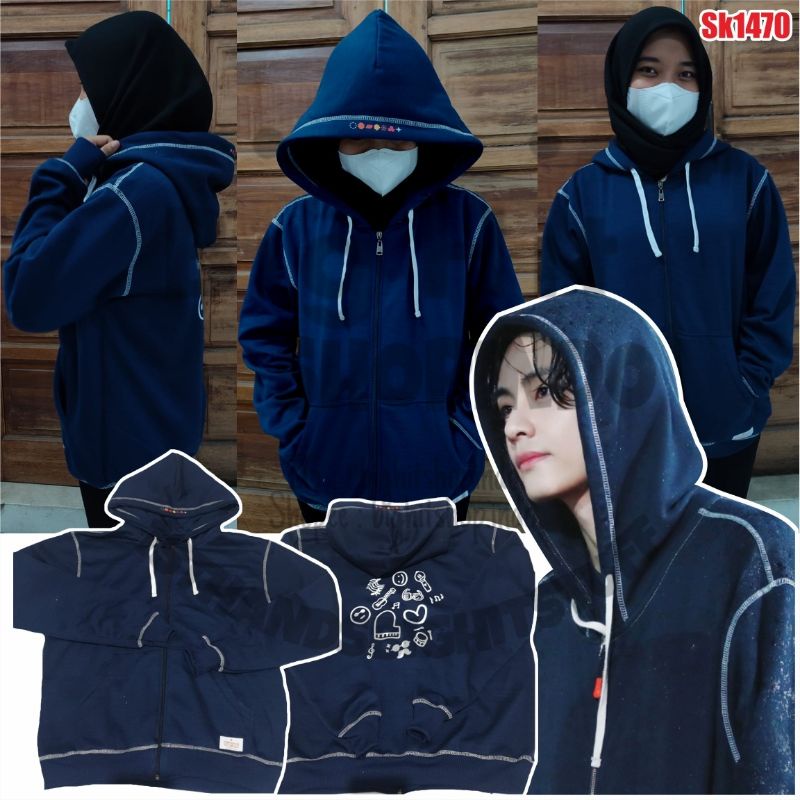 [PO/REALPIC] BTS PERMISSION TO DANCE ZIP UP HOODIE NAVY // HOODIE BTS ZIP UP PERMISSION TO DANCE // 