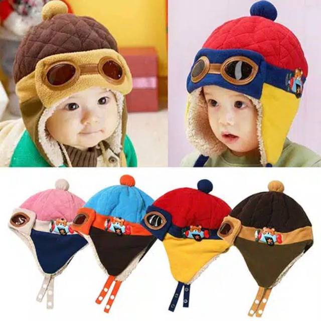 Topi pilot kupluk balita model pilot Topi anak - topi musim dingin anak - KOREAN BABY HAT