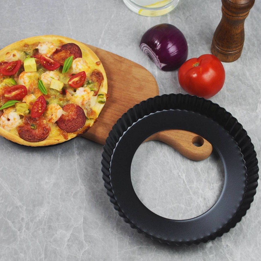 Pizza pan 9 inch with removable bottom / loyang pizza hitam / pie pan