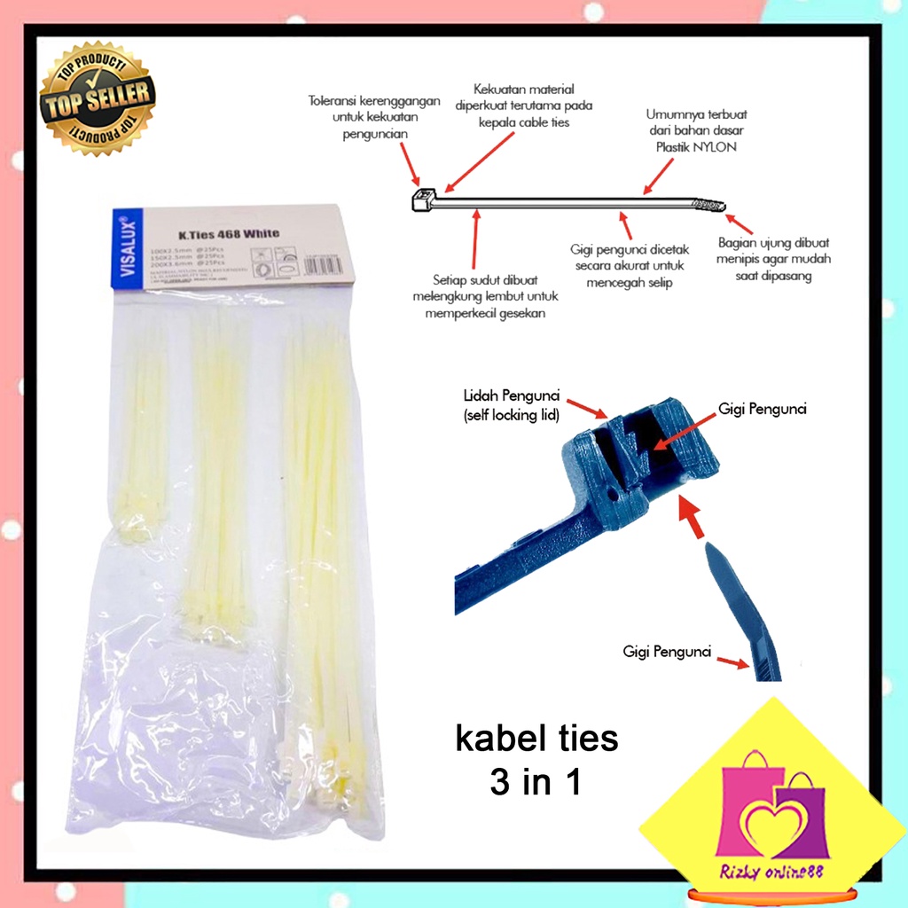 Rizkyonline88 kabel ties pengikat kabel 3 in 1