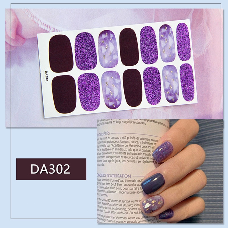 Da301-320 14pcs/lembar Stiker Kuku Palsu 3d Bronzing Untuk Nail Art Diy