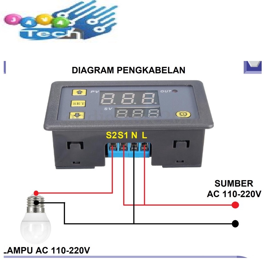 Delay Timer Cycle AC 110-220V DC 12V T3230 Pengatur Waktu Otomatis