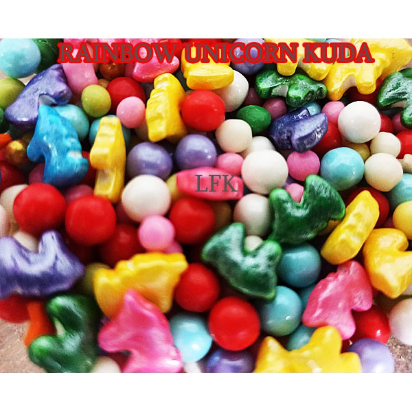 RAINBOW UNICORN KUDA SPRINKLE MUTIARA PEARL SUGAR KUE HIASAN CAKE ART ULANG TAHUN BABY FOOD PERMEN