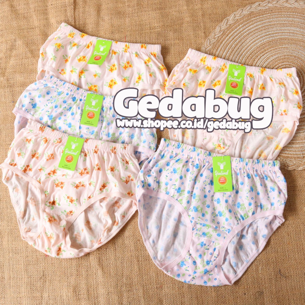 3 Pcs - CD Wanita YUTIND Print | Celana dalam wanita dewasa Semi renda Jahitan Silang | Gedabug