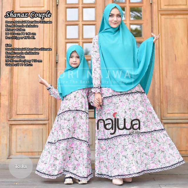 RHS ~ shanaz gamis syari couple ibu dan anak jumbo premium ori solo by najwa