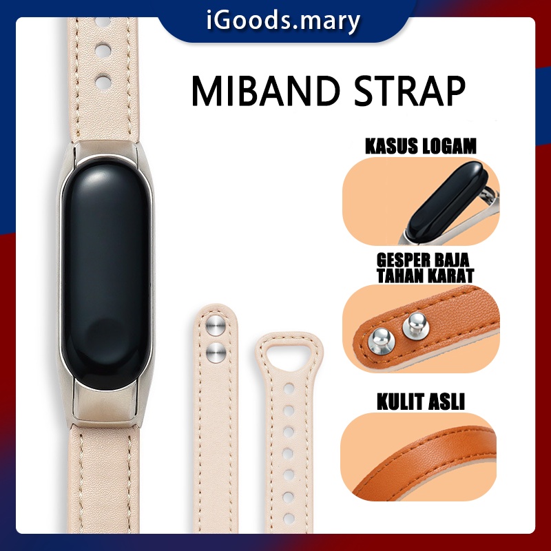 Leather Strap Mi Band 3 4 5 6 Tali Jam Pengganti