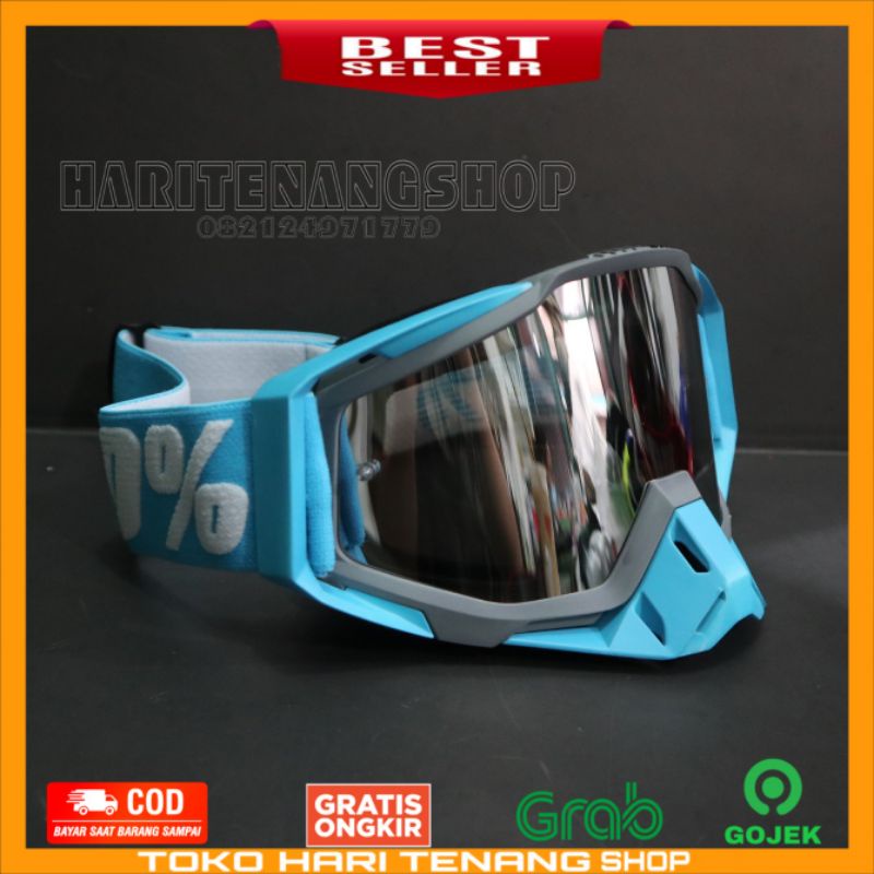 KACAMATA GOOGLE 100% BIRU TOSCA/KACAMATA MOTOR CROSS/KACAMATA SUPERMOTO