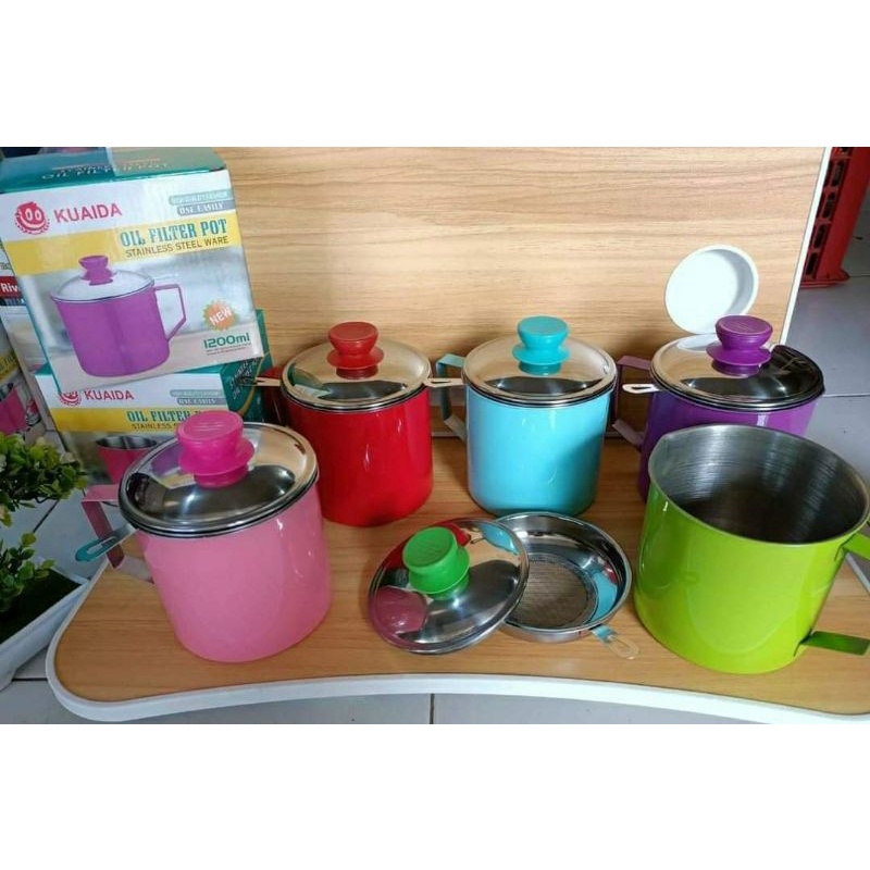 OILPOT WARNA STAINLESS / SARINGAN MINYAK 1.2 LITER