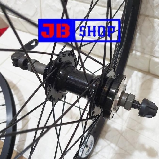 VELG SEPEDA  WHEELSET 20 HITAM ALLOY KOMPLIT REM  DISC BRAKE 